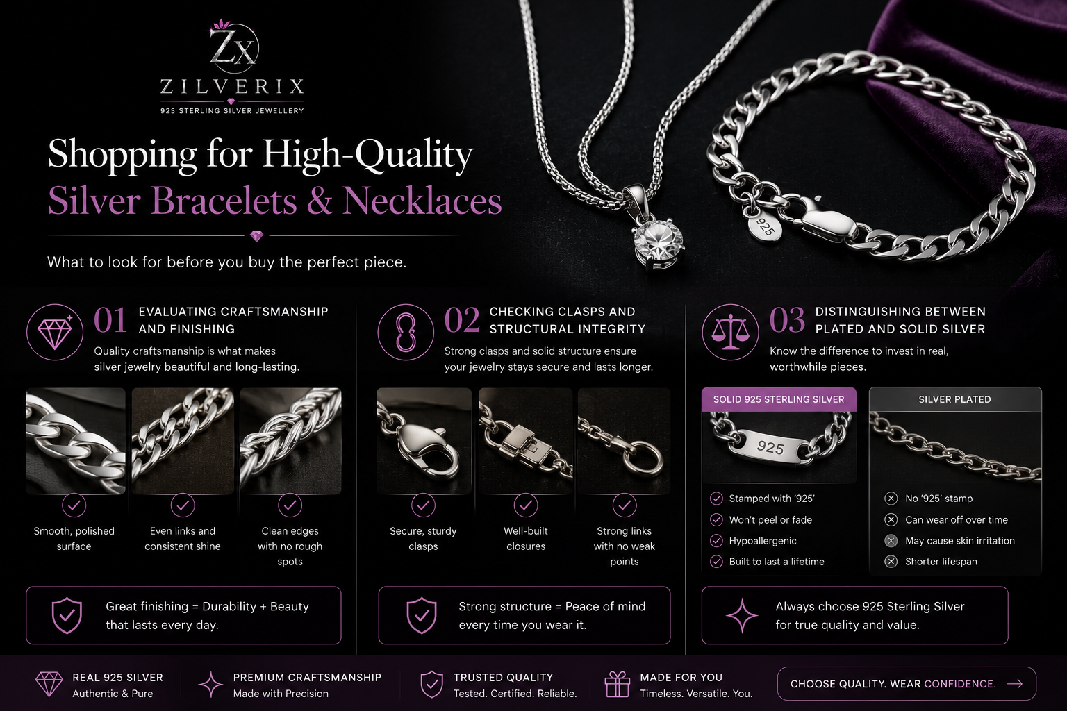 high quality silver bracelets