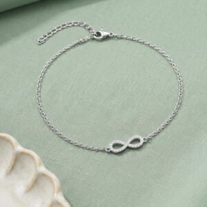 Silver Infinity Zircon Anklet